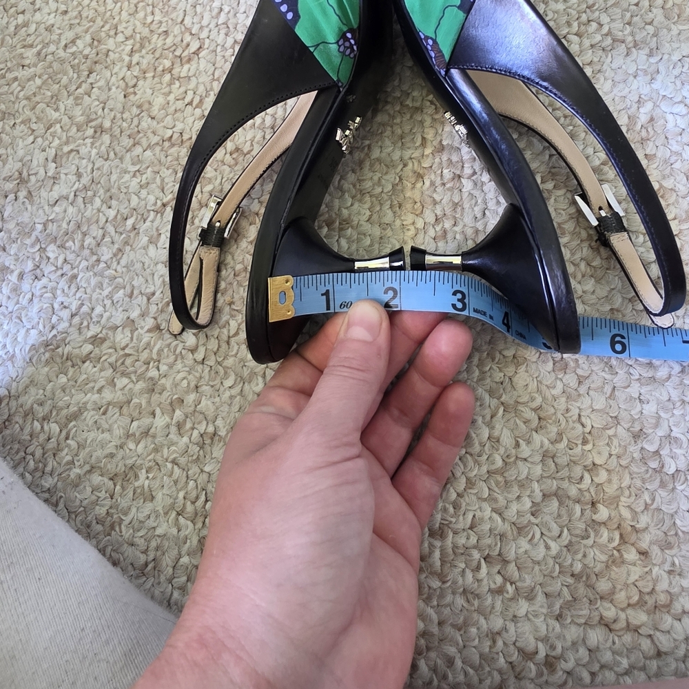 Prada Green And Purple Patterened Bow Kitten Heels Size 35.5 - Picture 9 of 9